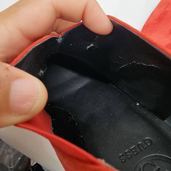 Guess Size 8.5 Ondrea Red Suede Pointed Toe Heeled Ankle Boots F - Picture 12 of 13